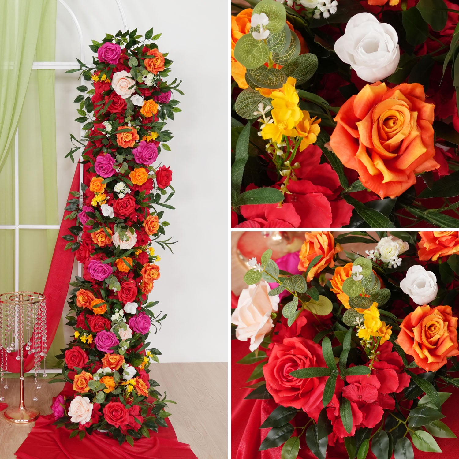 Uflower Colored Sofa Table Runner Floor Flower Arrangement